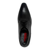 Lucini Formal Men Black Leather Heels Smart Shoes 4 Eyelet Lace Up Wedding - BOOTSANDLEATHER