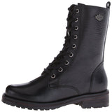 Harley Davidson Ladies Kenova Black Leather Lace Up Boot Biker Combat Boots - BOOTSANDLEATHER