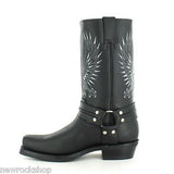 Grinders New Unisex Bald Eagle Boot Black Biker Cowboy Western Leather Boots - BOOTSANDLEATHER