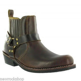 Grinders Rare Waxy Renegade Low Ladies Biker Brown Leather Western Boots Cowgirl - BOOTSANDLEATHER