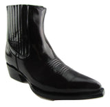 Grinders Austin Men Leather Ankle Zip Burgundy Red Boots Block Heel - BOOTSANDLEATHER