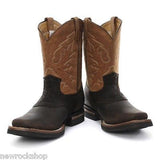 Grinders New Unisex Frontier Brown Biker Cowboy Western Leather Boots - BOOTSANDLEATHER