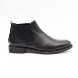 Lucini Formal Men Black Leather Formal Chelsea Slip-On Boots Wedding Office - BOOTSANDLEATHER