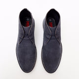 Lucini Men Blue Navy Suede Lace Up Desert Chukka 2 Eyelet Boots Chisel Toe - BOOTSANDLEATHER