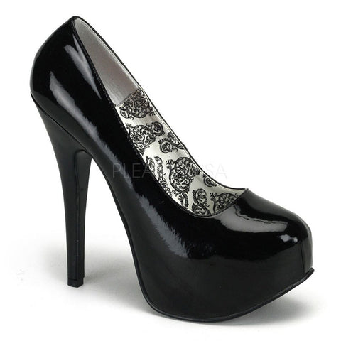 Bordello Teeze 06 Ladies Black Concealed Shoes Platform Satin Heel Pump - BOOTSANDLEATHER