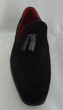 Rossellini Jersey Mens Moccasin Shoes Black Faux Suede Loafer Tussle - BOOTSANDLEATHER