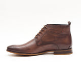 Lucini Formal Men Brown Leather Formal Heels Lace-Up Boots Wedding Office - BOOTSANDLEATHER