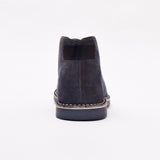 Lucini Men Blue Navy Suede Lace Up Desert Chukka 2 Eyelet Boots Chisel Toe - BOOTSANDLEATHER