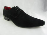 Rossellini Azzurra Mens Shoes Black Faux Suede Lace Up Pointed Casual Shoe - BOOTSANDLEATHER
