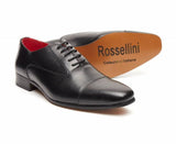 Rossellini Mario Mens Shoes Black Faux Leather Lace Up Pointed Casual Shoe - BOOTSANDLEATHER
