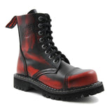 Angry Itch 8 Hole Black Leather Red Rub Off Combat Boots Army Ranger Steel Toe - BOOTSANDLEATHER