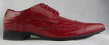Rossellini Prato Z2 Mens Shoes Lace Up Brogue Red Patent Pointed Casual Shoe - BOOTSANDLEATHER
