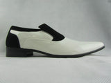 Rossellini Hackney Men Shoes Black White Nubuck Leather Lined Pointed Wedding - BOOTSANDLEATHER