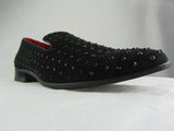 Rossellini Baldoria Mens Shoes Black Faux Suede Studded Heel Loafer Mocasin - BOOTSANDLEATHER