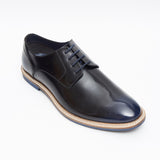 Lucini Formal Men Blue Navy Leather Formal Lace-Up Shoes Wedding Office - BOOTSANDLEATHER