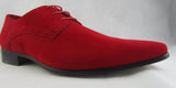 Rossellini Azzurra Mens Shoes Red Faux Suede Lace Up Pointed Casual Shoe - BOOTSANDLEATHER