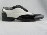 Rossellini Borsalino Mens Shoes Lace Up Brogue Black White Pointed Casual Shoe - BOOTSANDLEATHER