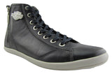 Harley Davidson Oberlin Slate Leather Biker Men Shoes High Top Sneaker Zip - BOOTSANDLEATHER