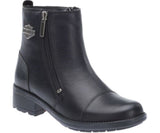 Harley Davidson Ladies Senter Black Leather Zip Boot Biker Boots - BOOTSANDLEATHER