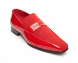 Rossellini Monzese Mens Shoes Red Faux Shiny Leather Wedding Moccasin Loafer - BOOTSANDLEATHER