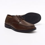 Lucini Formal Men Brown Leather 4 Eyelet Lace Up Comfort Shoes Wedding Office - BOOTSANDLEATHER