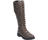 Harley Davidson Beechwood Ladies Biker Boots Stone Leather Lace Up Motorbike - BOOTSANDLEATHER