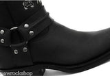 Grinders New Unisex Bald Eagle Boot Black Biker Cowboy Western Leather Boots - BOOTSANDLEATHER