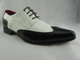 Rossellini Prato Z2 Mens Shoes Lace Up Brogue Black White Pointed Casual Shoe - BOOTSANDLEATHER