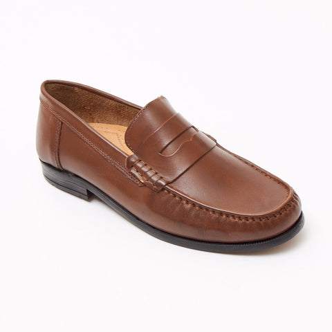 Lucini Formal Men Tan Brown Leather Moccasin Heels Shoes Slip On Casual Loafer - BOOTSANDLEATHER