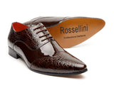 Rossellini Fellini Zx Mens Shoes Brown Leather Lined Metal Pointed Rock Shoe - BOOTSANDLEATHER