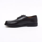 Lucini Formal Men Black Leather 4 Eyelet Comfort Shoes Wedding Office Work - BOOTSANDLEATHER