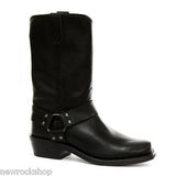 Grinders Rare Old Waxy Renegade Unisex Hi Biker Black Leather Boots - BOOTSANDLEATHER