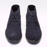 Lucini Men Blue Suede Navy Lace Up Desert Chukka 3 Eyelet Boots Chisel Toe - BOOTSANDLEATHER