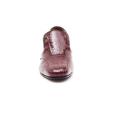 Lucini Mens Formal Cuban Heels Croc Leather Slip On Wedding Shoes Bordo Patent - BOOTSANDLEATHER