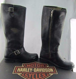 Harley Davidson Kananwood Black Leather Biker Hi Boots Zip Motorbike Ladies - BOOTSANDLEATHER
