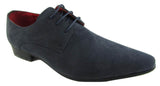 Rossellini Azzurra Mens Shoes Blue Faux Suede Lace Up Pointed Casual Shoe - BOOTSANDLEATHER