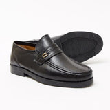 Lucini Formal Men Black Sheep Leather Moccasin Heels Shoes Slip On Wedding - BOOTSANDLEATHER