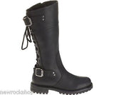 Harley Davidson Alexa Ladies Biker Boots Black Leather Back Lace Riding Boot - BOOTSANDLEATHER