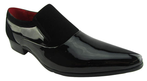 Rossellini Hackney Men Shoes Black Nubuck Leather Lined Pointed Slip On Smart - BOOTSANDLEATHER