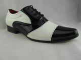 Rossellini Marco Mens Shoes Black White Patent Lace Up Casual Shoe - BOOTSANDLEATHER