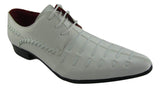 Rossellini Prato Z3 Mens Shoes Lace Up White Patent Pointed Casual Shoe - BOOTSANDLEATHER