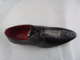 Rossellini Brenzone Mens Shoes Black Grey Faux Snake Lace Up Pointed Casual - BOOTSANDLEATHER