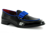 Rossellini Parker Mens Moccasin Shoes Black Blu Patent Loafer Tussle - BOOTSANDLEATHER