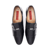 Lucini Mens Formal Cuban Heels Real Leather Slip On Wedding Shoes Black - BOOTSANDLEATHER