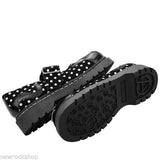 Tuk T2210 Womens Suede Polka Dot Kitty Mary Jane Shoes Black & White - BOOTSANDLEATHER