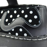 Tuk T2210 Womens Suede Polka Dot Kitty Mary Jane Shoes Black & White - BOOTSANDLEATHER