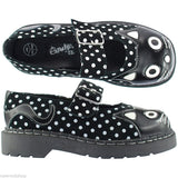 Tuk T2210 Womens Suede Polka Dot Kitty Mary Jane Shoes Black & White - BOOTSANDLEATHER