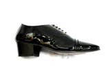 Lucini Formal Mens Cuban Heels Real Leather Lace Up Wedding Shoes Black Patent - BOOTSANDLEATHER