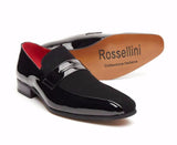 Rossellini Montez Men Black Suede Patent Brogues Ankle Boots Leather Lined Heel - BOOTSANDLEATHER