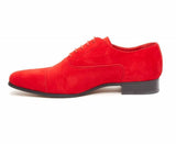Rossellini Mario Mens Shoes Red Faux Suede Lace Up Pointed Casual Shoe - BOOTSANDLEATHER